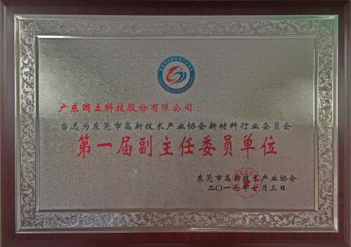 2017 First Vice Chairman of the New Material Industry Committee of Dongguan High-tech Industry Association